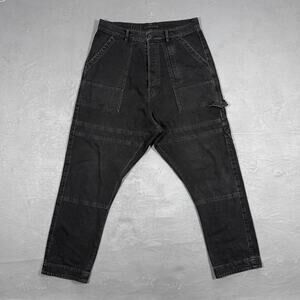 MA_Julius F/W 2011 Black Denim Drop Crotch Utility Jeans Size 3, 34 waist